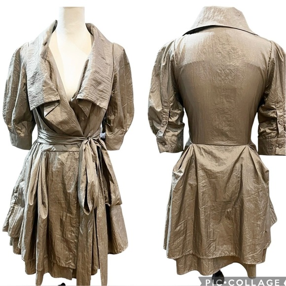Ryu Women’s Size S Metallic Gray Short Dress Steampunk Victorian Pockets NWT - Picture 1 of 12